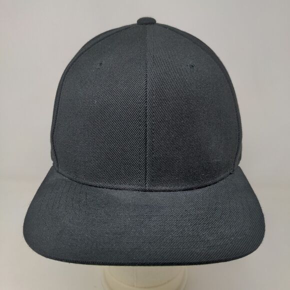 Yupoong Men's Snapback Hat Black Adjustable Blank Acrylic Wool Blend - Picture 2 of 7